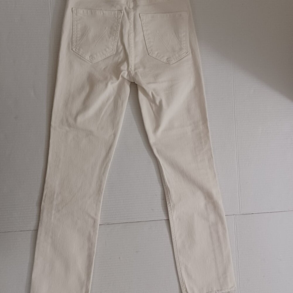 MOTHER THE MID RISE DAZZLER CROP FRAY JEANS CREAM PUFF - Picture 5 of 17